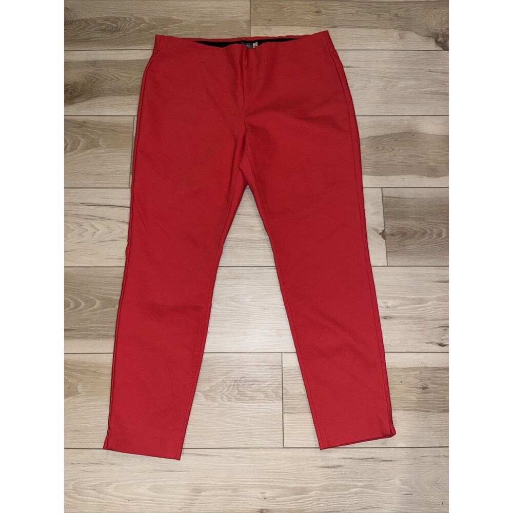 Crosby Womens Pull On Straight Slim Ankle Pant Sz 12 Red Orange Power Stretch‎